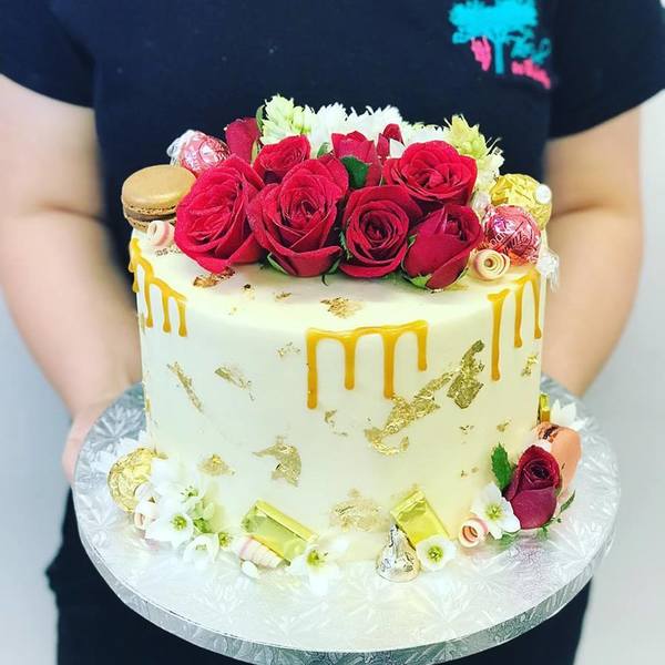 Smooth Cream Gold Foil and Roses