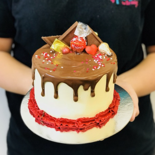 Chocolate and Red Drip Cake