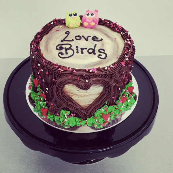 Love Birds Tree Trunk Cake