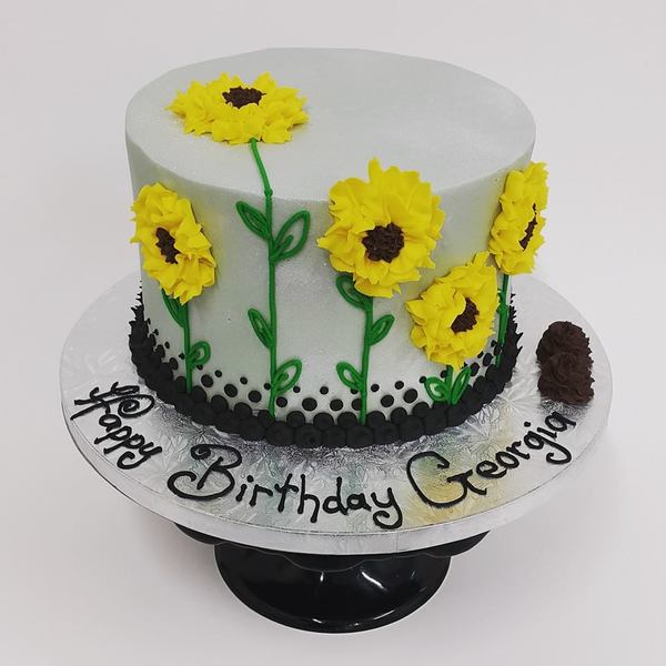 Smooth Silver Sunflower Cake