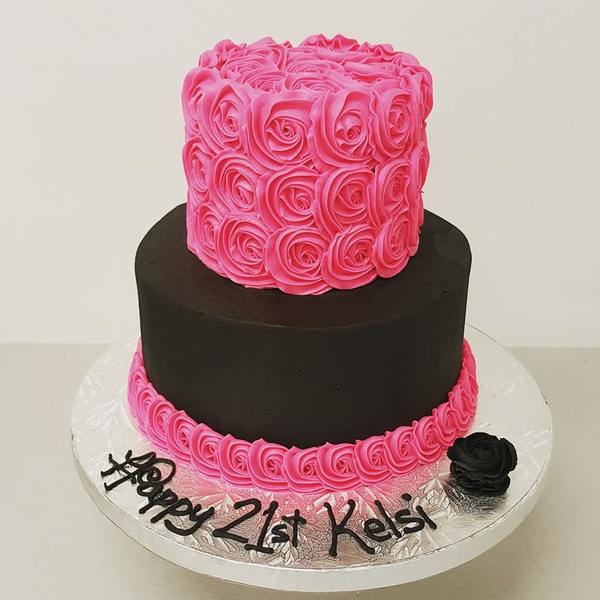 Smooth Black and Hot Pink Roses