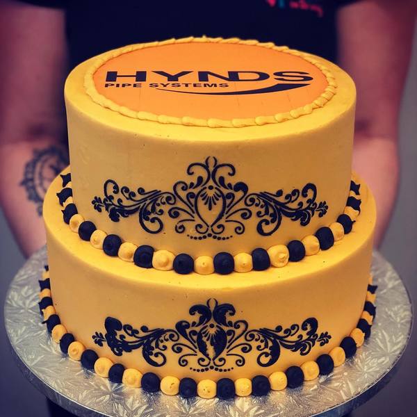 Two Tier Gold and Black Stencil with Edible Image