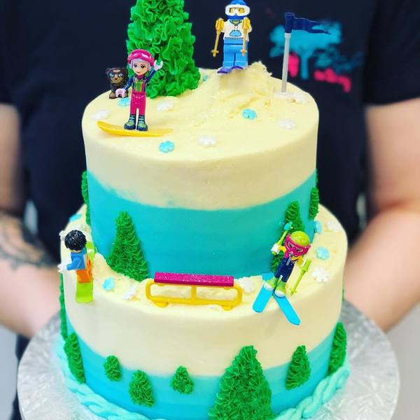 Two Tier Skiing Cake