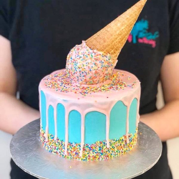 Blue and Pink IceCream Drip Cake