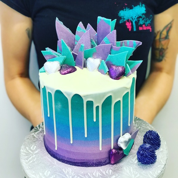 Two Tier Purple to Teal Overload with Chocolate Shards 