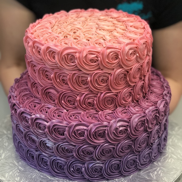 Two Tier Purple to Pink Ombre Roses 