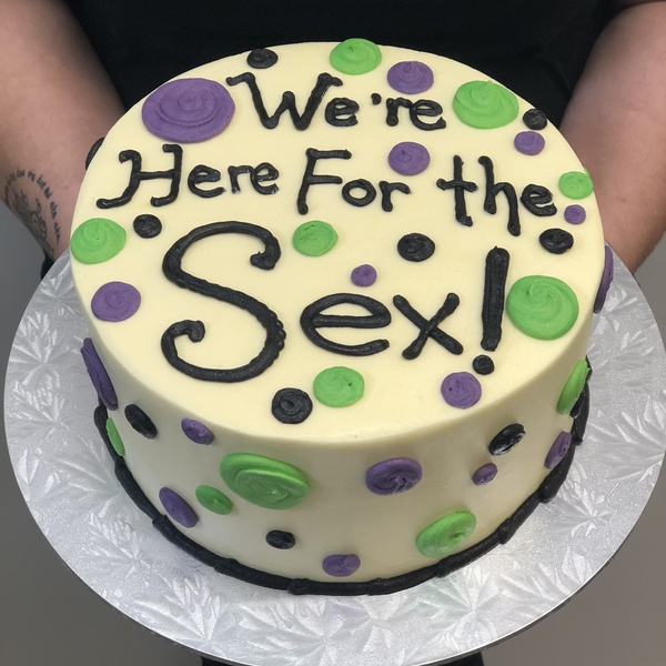 Purple and Green Polka Dot Gender Reveal Cake 