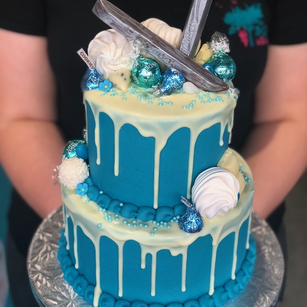 Two Tire Blue Overload Theme with White Chocolate Drip 