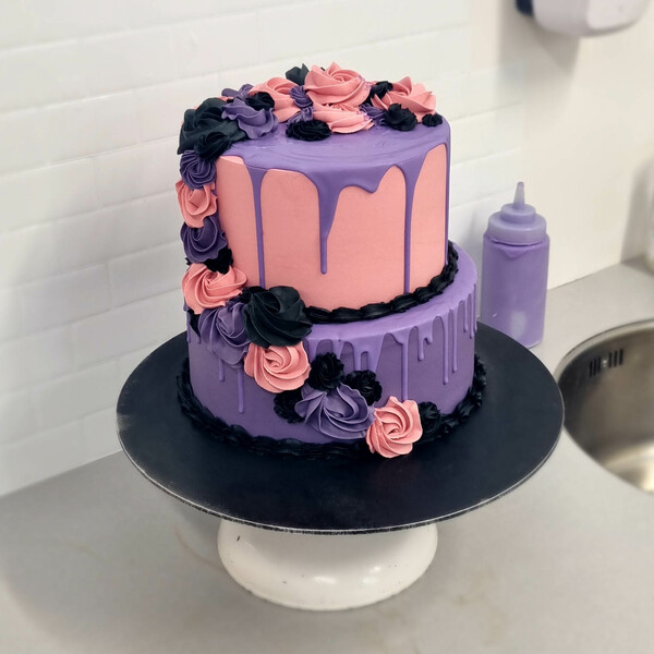 Pink, Purple & Dark 21st Cake