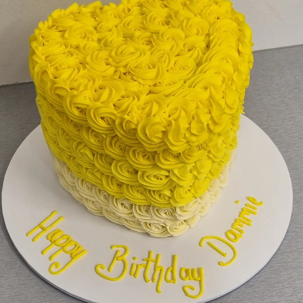 Heart Shaped Ombre Yellow Rose Cake
