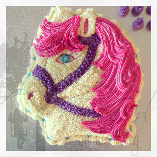 Horse Head Pink and Cream Cake