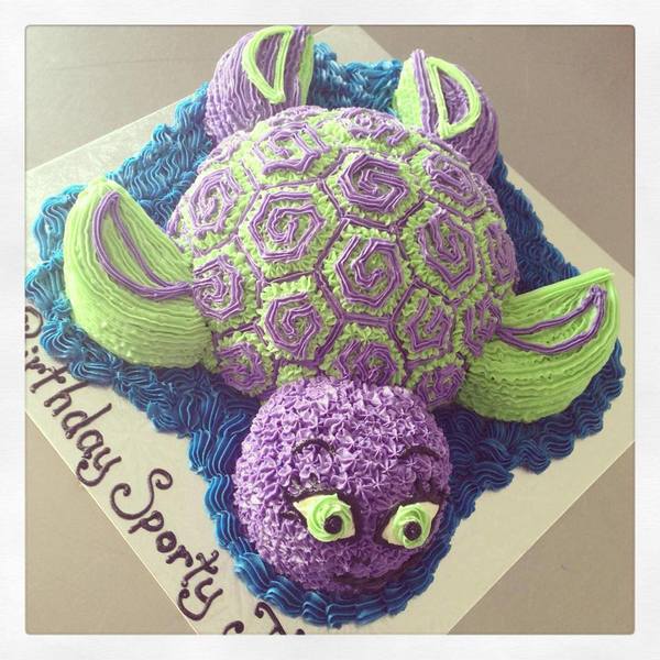 Turtle Cake purple and green