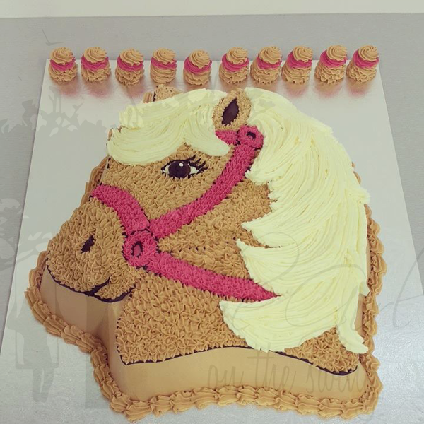 Pony Head Brown and Pink Cake
