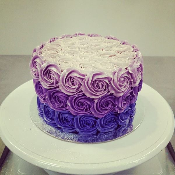 Purple Ombre Roses Cake