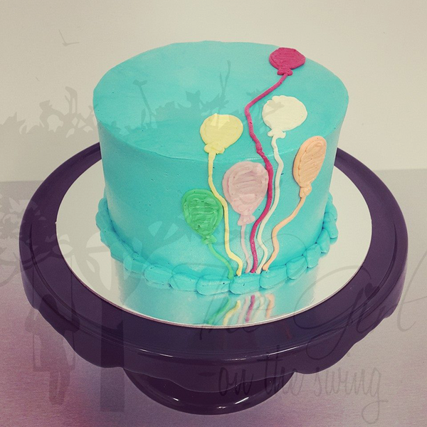 Smooth Blue Balloon Cake