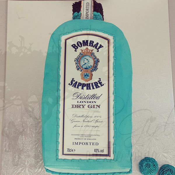 Sapphire Gin Bottle (with edible image)