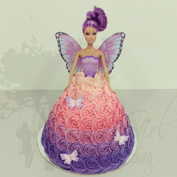 Purple to Pink Ombre Small Roses Fairy Cake