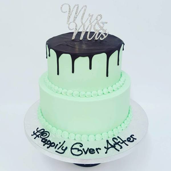 Mint Green Two Tier with Dark Chocolate Drip