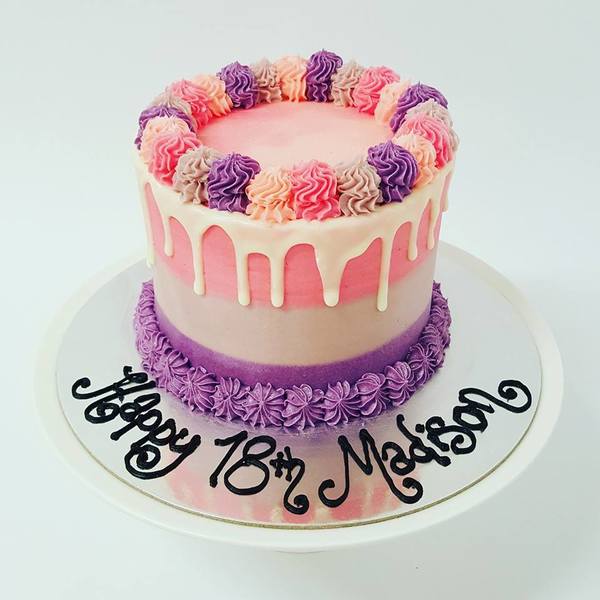 Pink and Purple Smooth Cake with White Chocolate Drip
