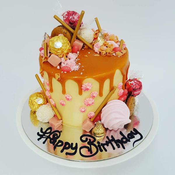 Salted Caramel and Pink Drip Cake