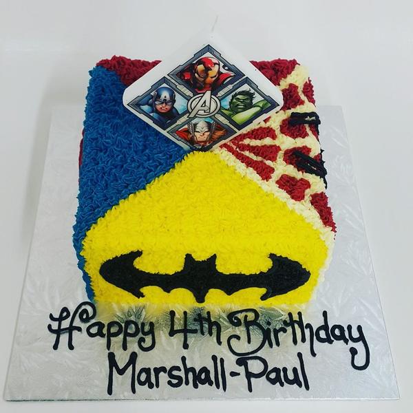 Superhero square with candle topper