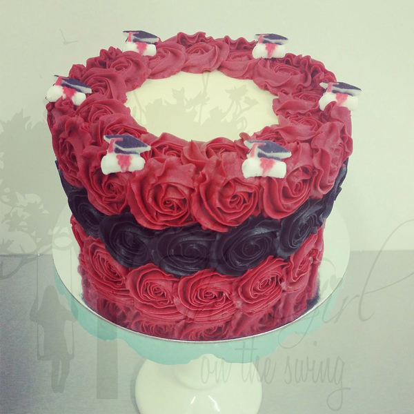 Red and Black Graduation Rose Cake