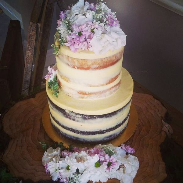 Two Tier Naked Cake with Fresh Flowers