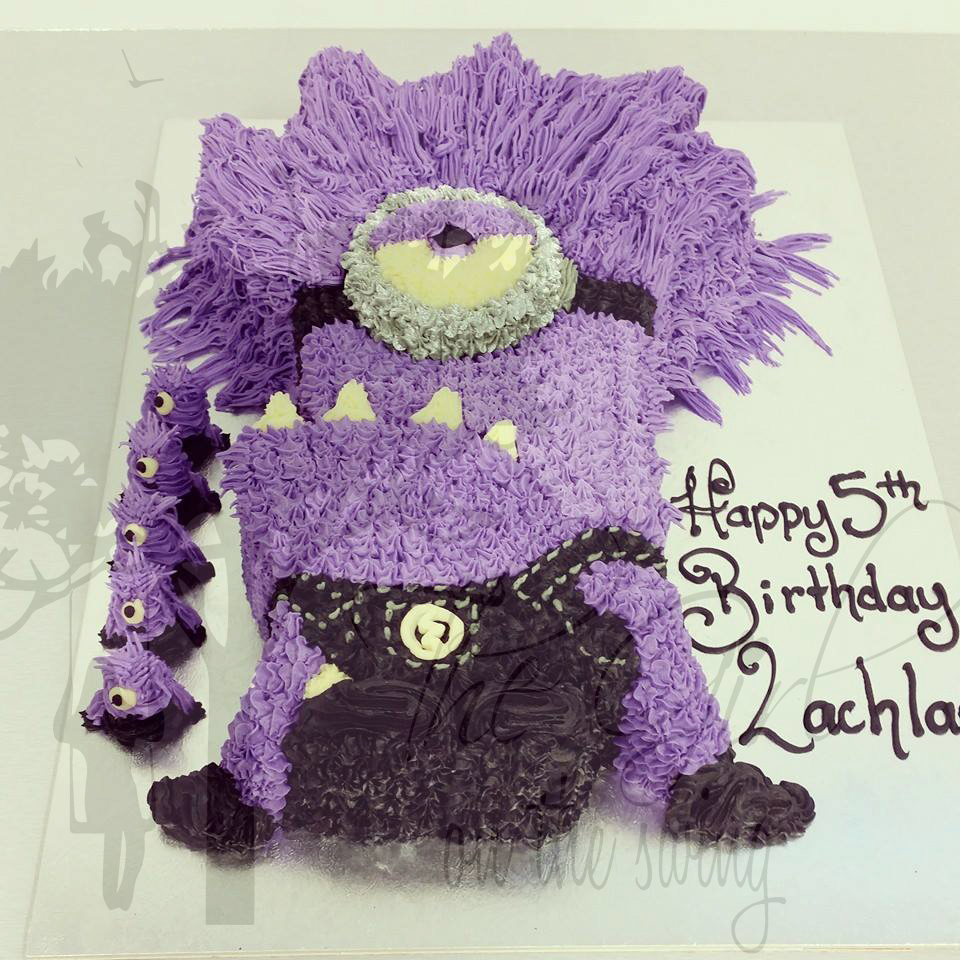 purple minions birthday cake
