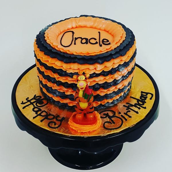 Tigger Black and Orange Frill Cake