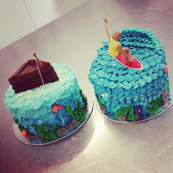 Fishing and Surfing Cakes