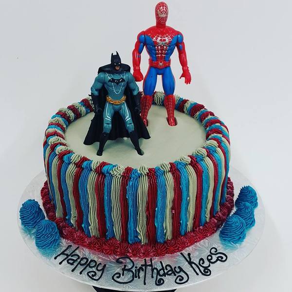 Batman and Spiderman cake