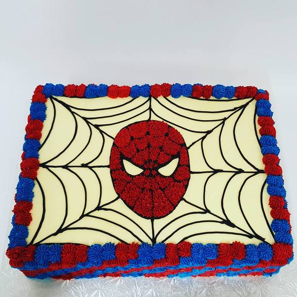 Rectangle Diagonal Red and Blue Stars with Spiderman Face