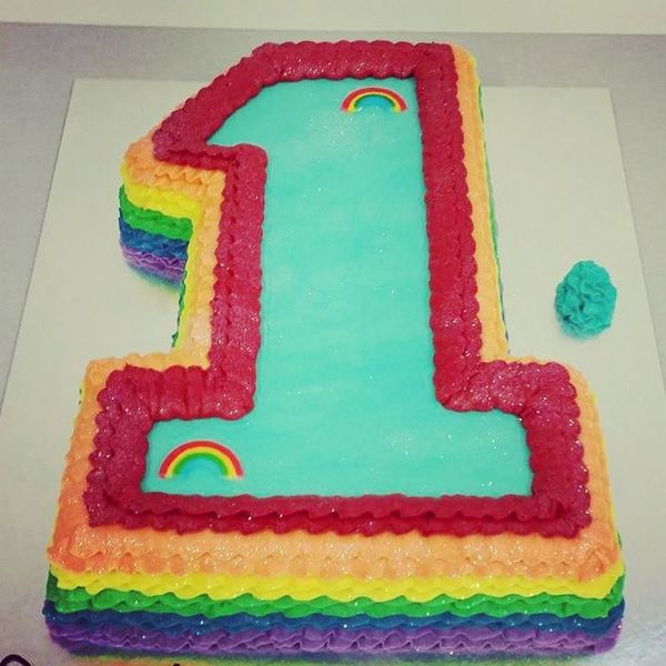 Rainbow Frill Number 1 Cake