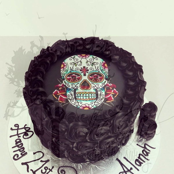 Black Roses with Edible Image