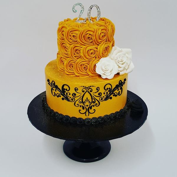 Gold and Black Roses with Stencil